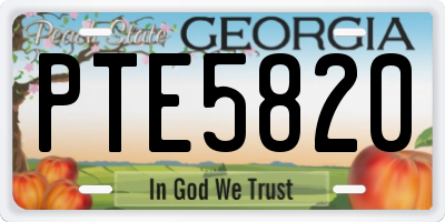 GA license plate PTE5820