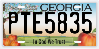GA license plate PTE5835
