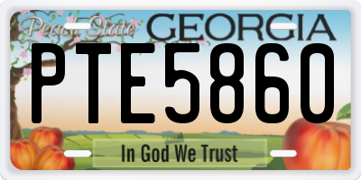 GA license plate PTE5860