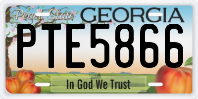 GA license plate PTE5866