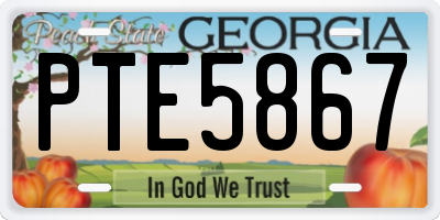 GA license plate PTE5867