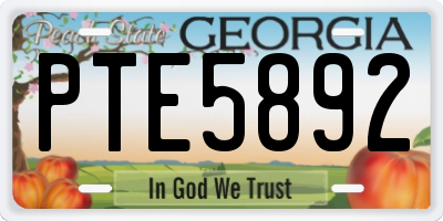 GA license plate PTE5892