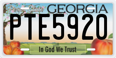GA license plate PTE5920