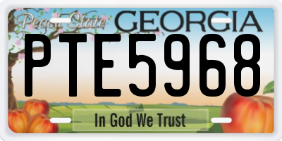 GA license plate PTE5968