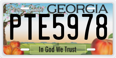 GA license plate PTE5978