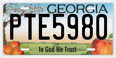 GA license plate PTE5980