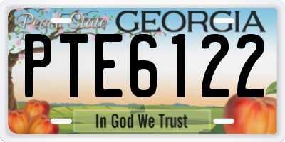 GA license plate PTE6122