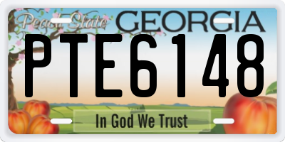 GA license plate PTE6148