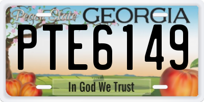 GA license plate PTE6149
