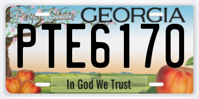 GA license plate PTE6170