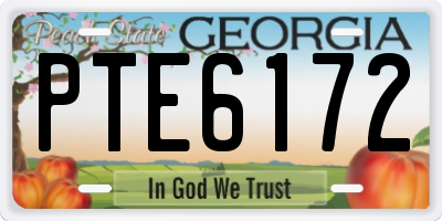GA license plate PTE6172