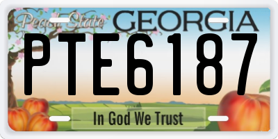 GA license plate PTE6187