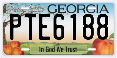 GA license plate PTE6188