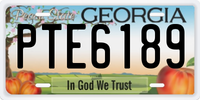 GA license plate PTE6189