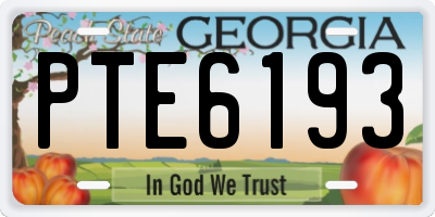 GA license plate PTE6193