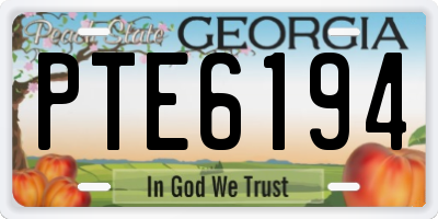 GA license plate PTE6194