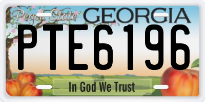 GA license plate PTE6196