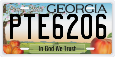 GA license plate PTE6206