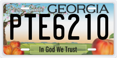 GA license plate PTE6210