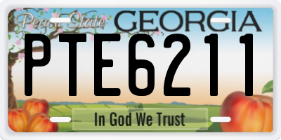 GA license plate PTE6211