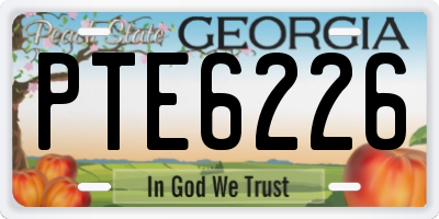 GA license plate PTE6226