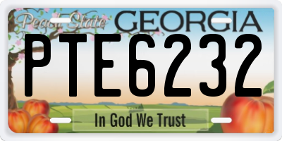 GA license plate PTE6232