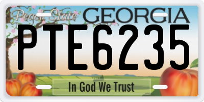 GA license plate PTE6235