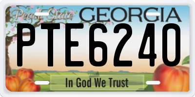 GA license plate PTE6240