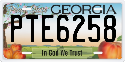 GA license plate PTE6258