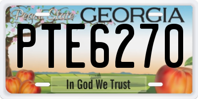 GA license plate PTE6270