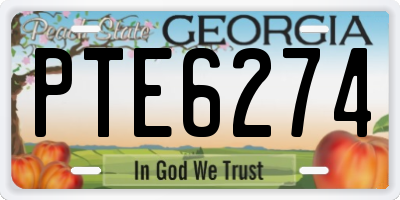 GA license plate PTE6274
