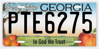 GA license plate PTE6275