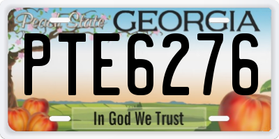 GA license plate PTE6276