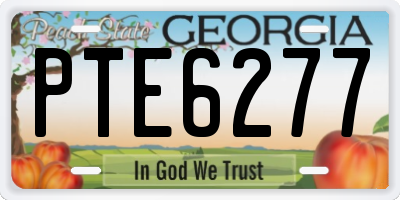 GA license plate PTE6277