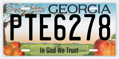 GA license plate PTE6278