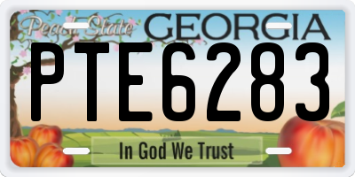 GA license plate PTE6283