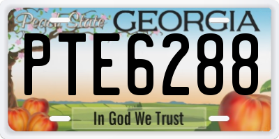 GA license plate PTE6288