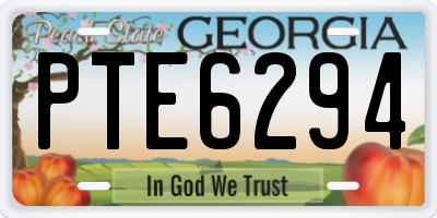 GA license plate PTE6294