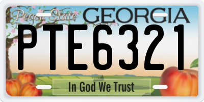GA license plate PTE6321