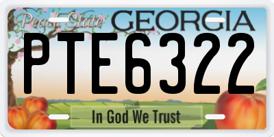 GA license plate PTE6322