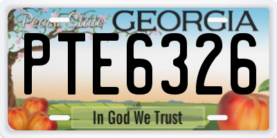 GA license plate PTE6326