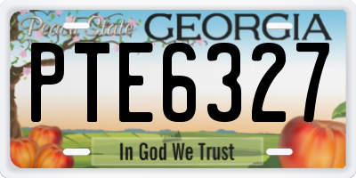 GA license plate PTE6327