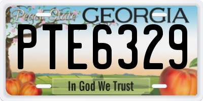 GA license plate PTE6329