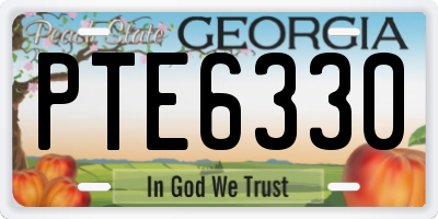 GA license plate PTE6330