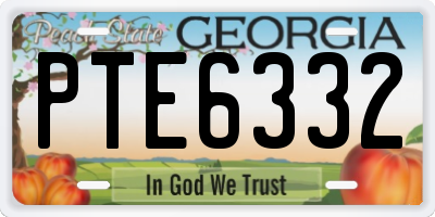 GA license plate PTE6332