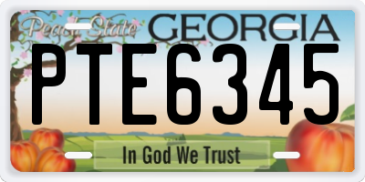 GA license plate PTE6345