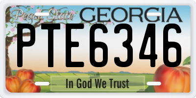 GA license plate PTE6346