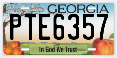 GA license plate PTE6357