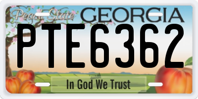 GA license plate PTE6362