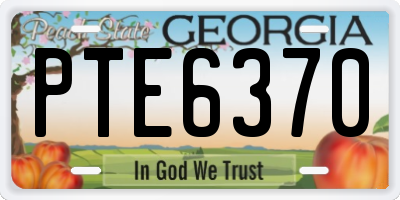 GA license plate PTE6370